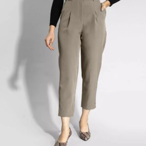 Pantalons Plissés Simples Ajustés avec Ceinture pour Femme