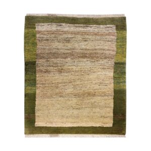Tapis en laine Gabbeh persan authentique tissé à la main avec bordure crème