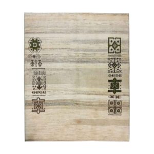 Tapis en laine Gabbeh persan authentique tissé à la main géométrique crème