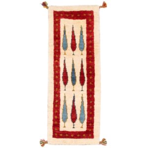 Tapis en laine Gabbeh persan runner tissé à la main en Fars motifs d’arbres