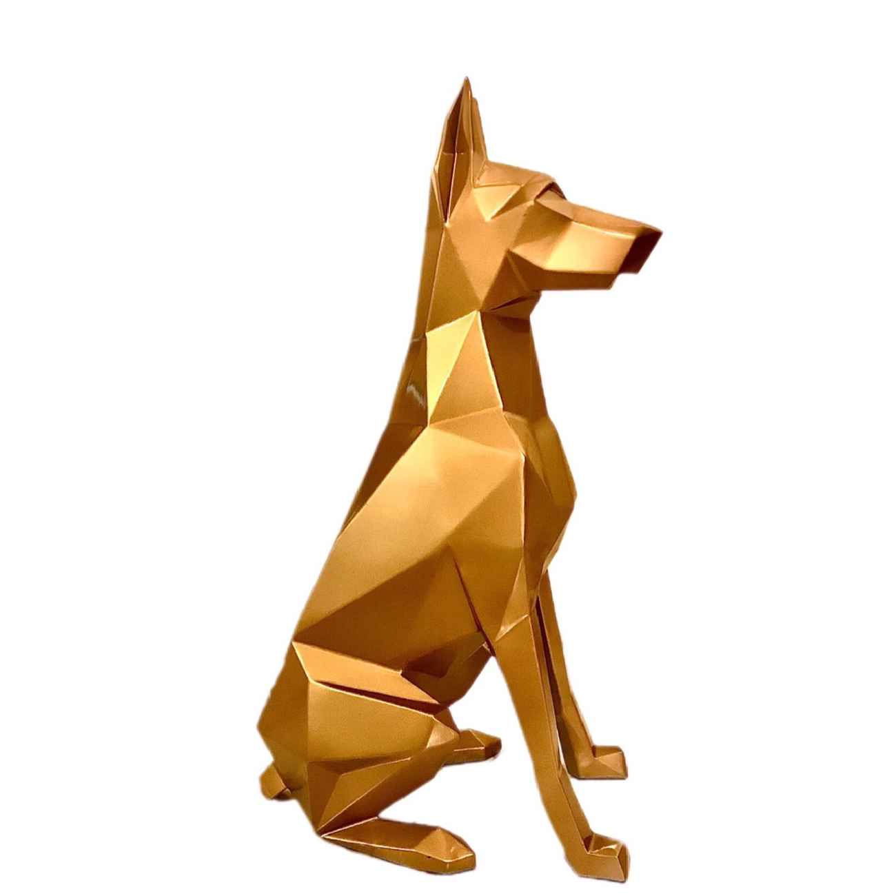 Figurine géométrique de Doberman cubisme – Sculpture artisanale unique