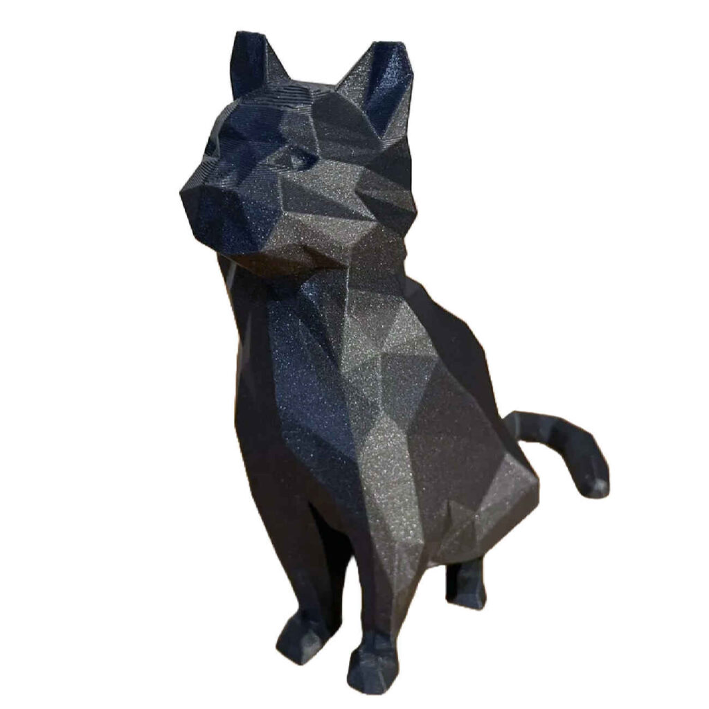 Figurine géométrique de chat noir assis cubisme - Sculpture moderne