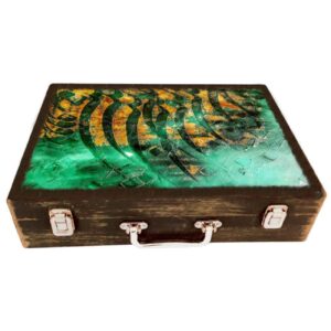 Boîte Cadeau Artisanale en Bois – Motif Calligraphie Persane