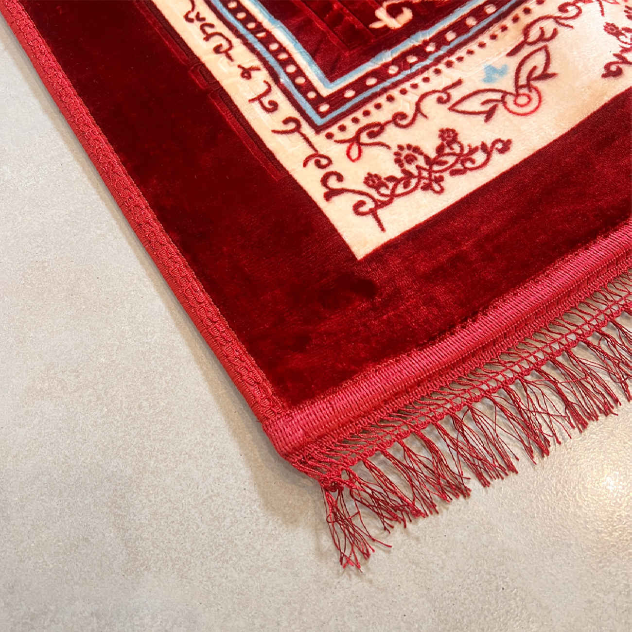 Tapis de prière islamique rembourré Janamaz Sajadah Mihrab couleur bordeaux