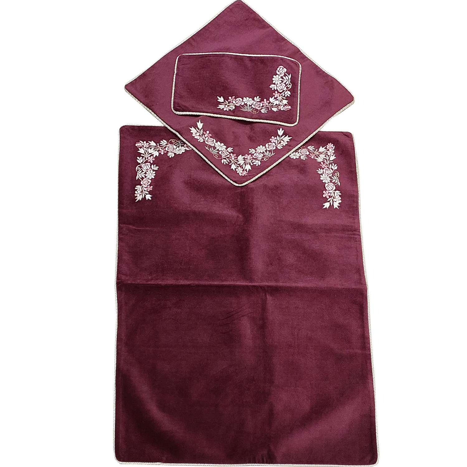 Tapis de Prière Islamique Fin en Velours avec Motif Floral