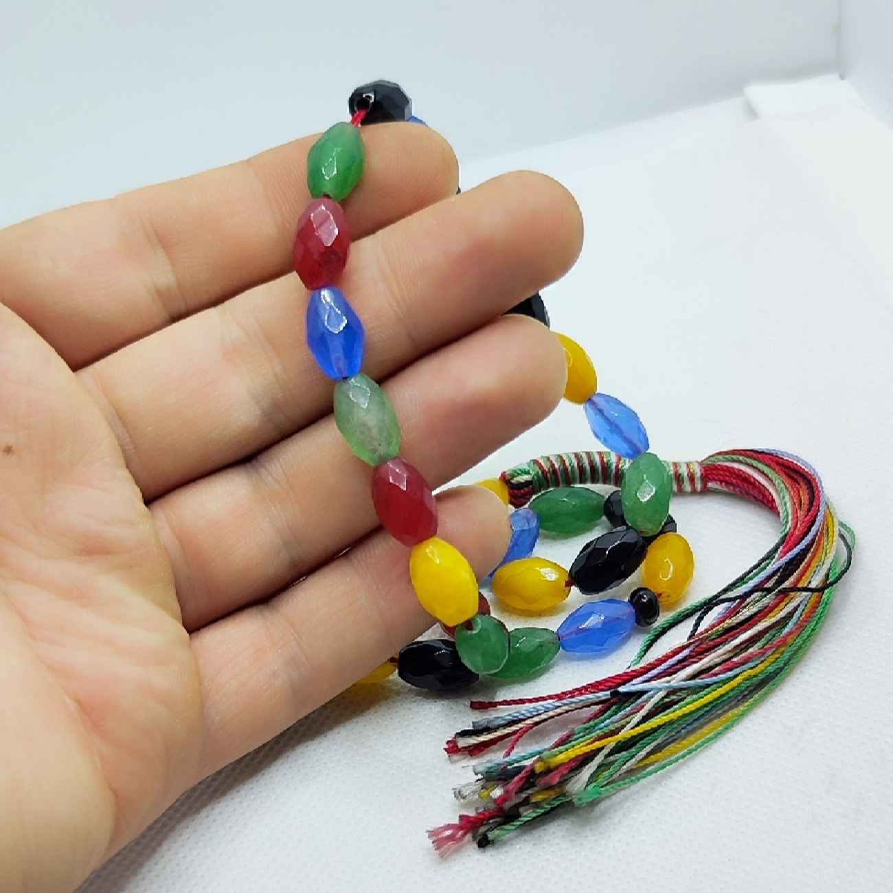 Chapelet islamique en agate multicolore avec 33 perles