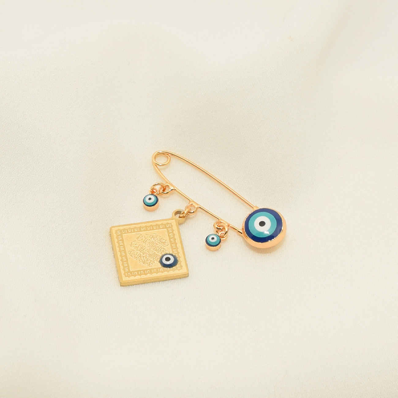 Broche épingle de sûreté islamique pour enfants dans le design du Verset Wan Yakad et du Mauvais Œil