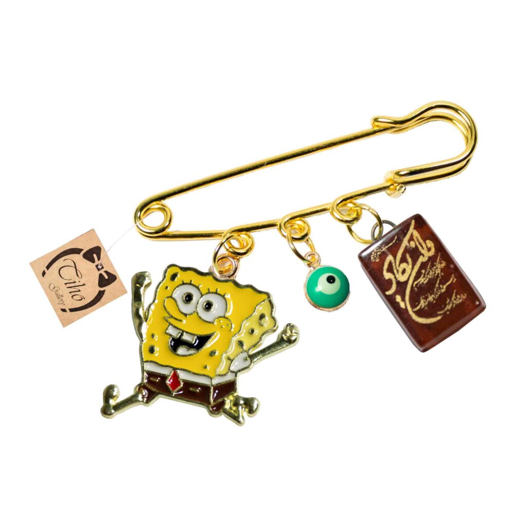 Broche épingle de sûreté islamique pour nouveau-né Van Yakad et Spongebob