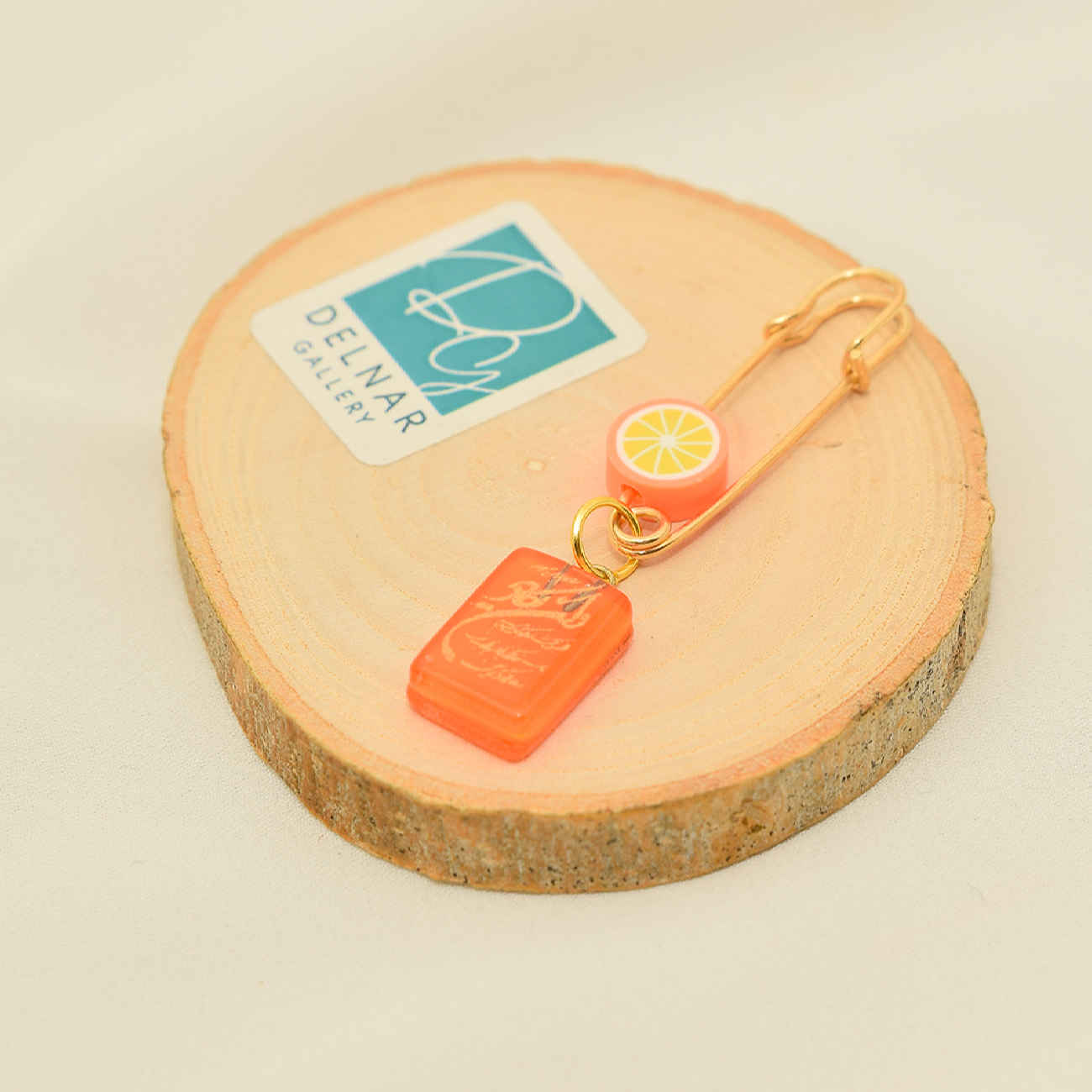 Broche épingle de sûreté islamique pour nouveau-né dans le design Fantaisie Orange