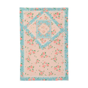 Tapis de Prière Islamique Fin en Velours Rose avec Motif Floral