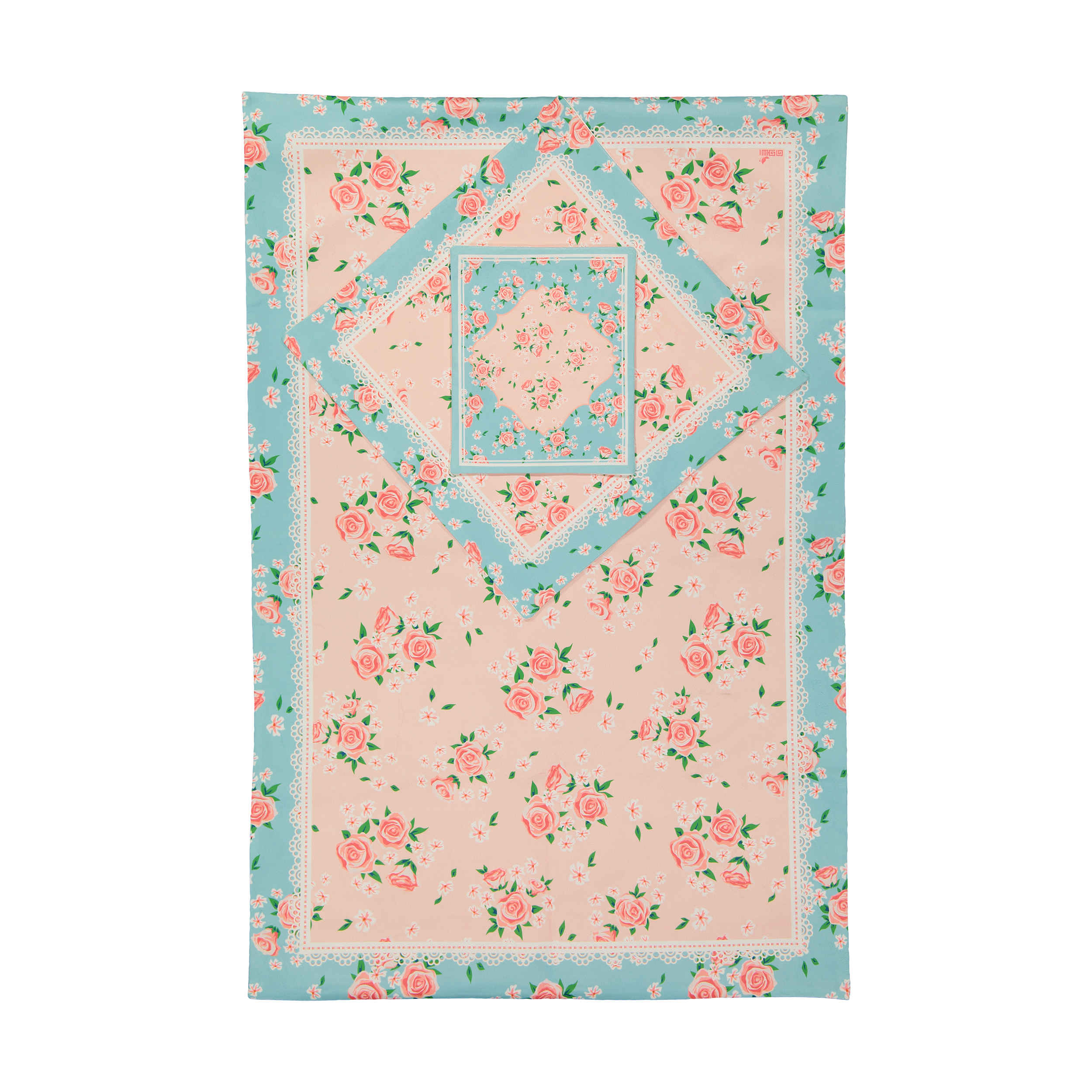 Tapis de Prière Islamique Fin en Velours Rose avec Motif Floral