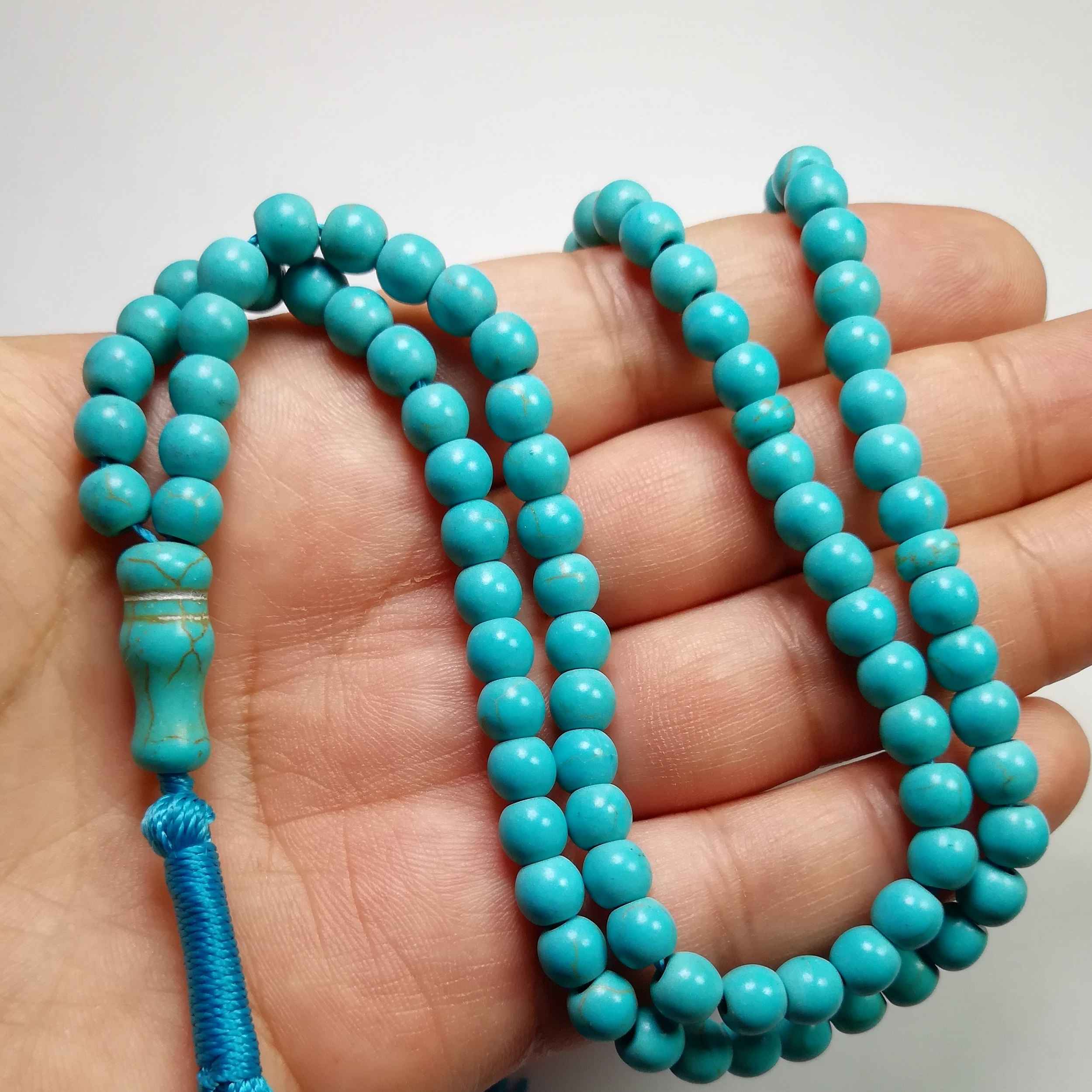 Chapelet islamique en turquoise industrielle – 101 perles de prière
