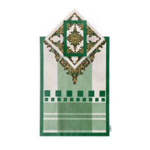 Tapis de Prière Islamique Fin en Velours avec Motif Géométrique Traditionnel