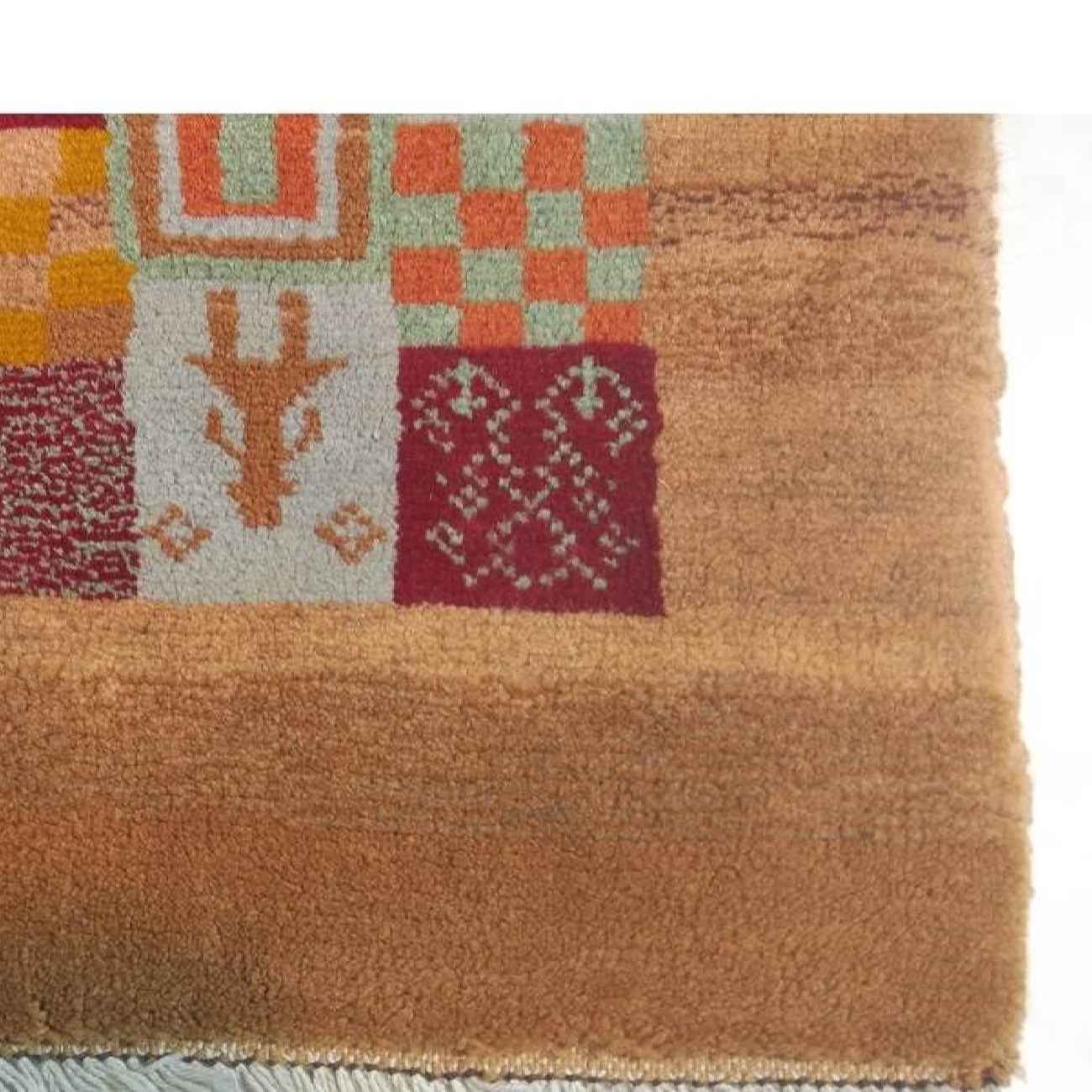 Tapis en laine Gabbeh persan authentique tissé à la main Kashkuli à carreaux