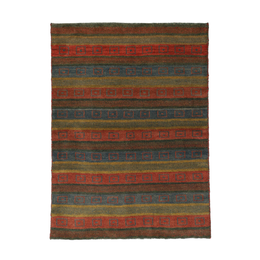 Tapis en laine Gabbeh persan tissé à la main en Fars rayé