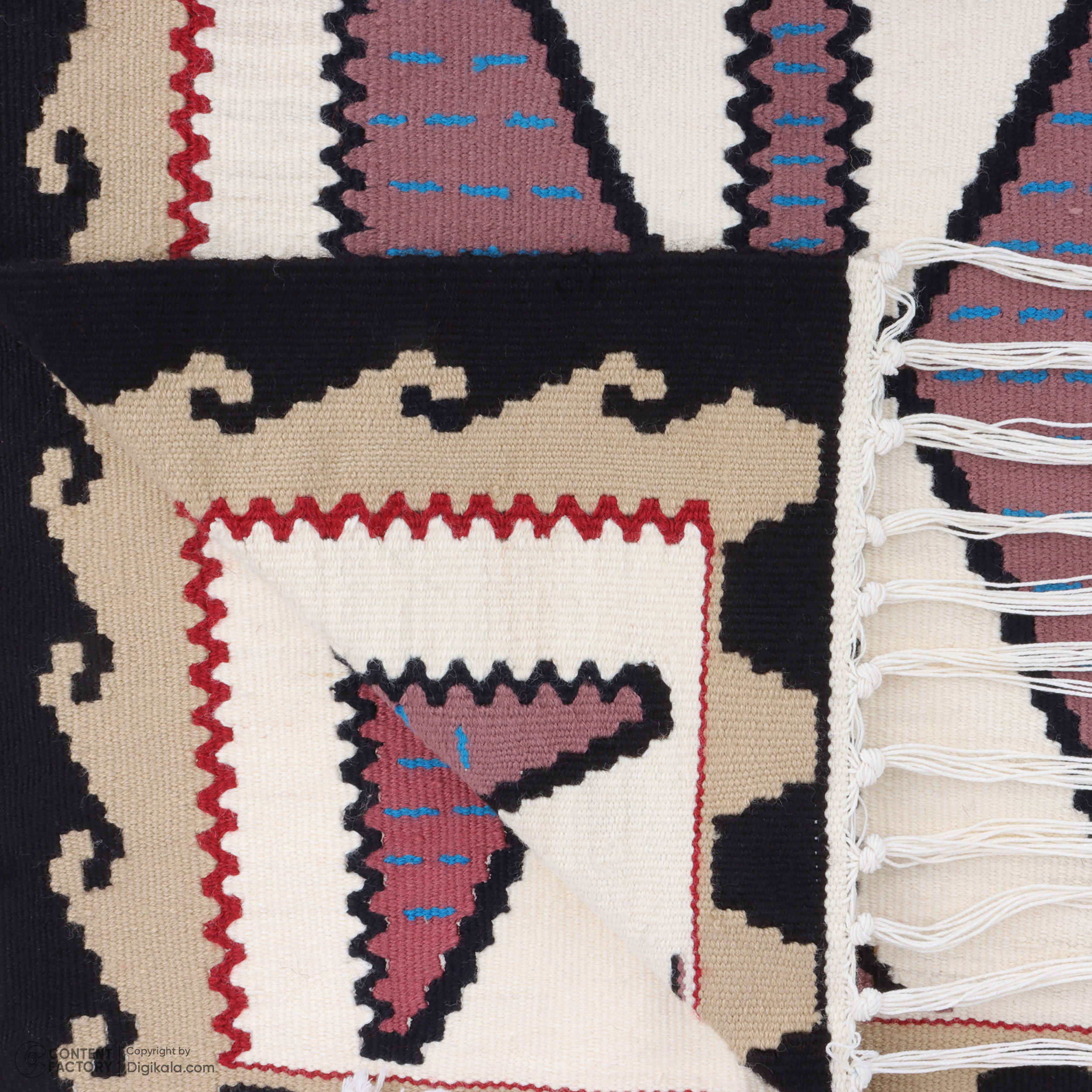 Tapis en coton Kilim persan tissé à la main à Téhéran avec motifs géométriques