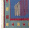 Tapis en laine Kilim persan tissé à la main avec motifs animaliers bordés