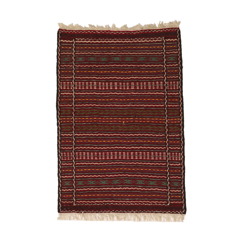 Tapis en laine Kilim persan tissé à la main en Khorasan rayé