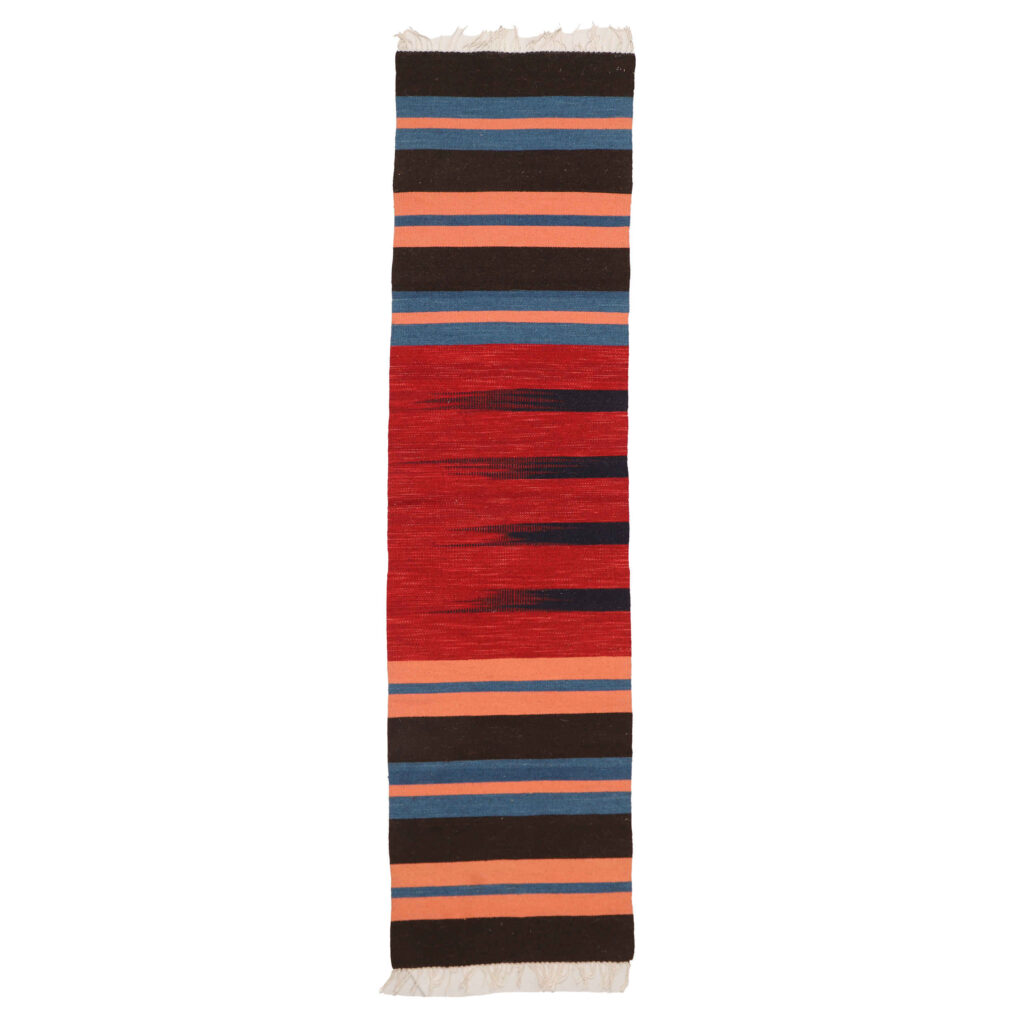 Tapis en laine Kilim persan runner tissé à la main en Isfahan rayé rouge