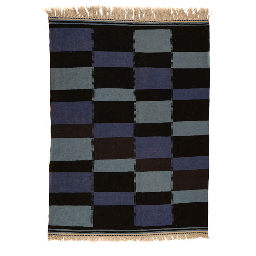 Tapis en laine Kilim persan tissé à la main en Isfahan avec design à carreaux