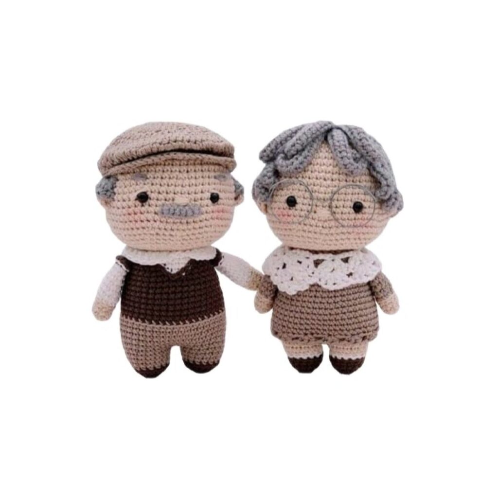 Amigurumi Poupée en Crochet Fait Main – Grands-Parents | Jouet en Peluche Doux