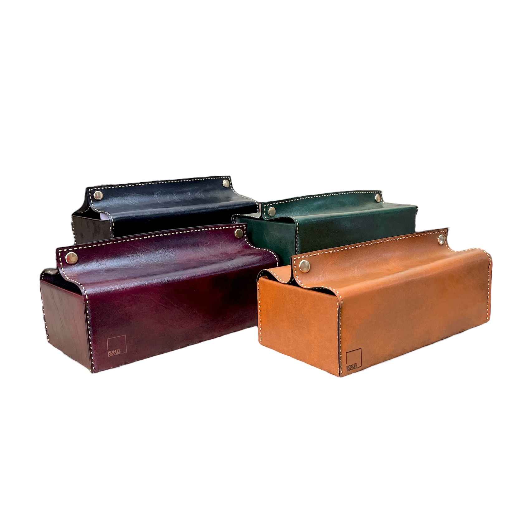 Couvercle de boîte à mouchoirs en cuir – Marron clair