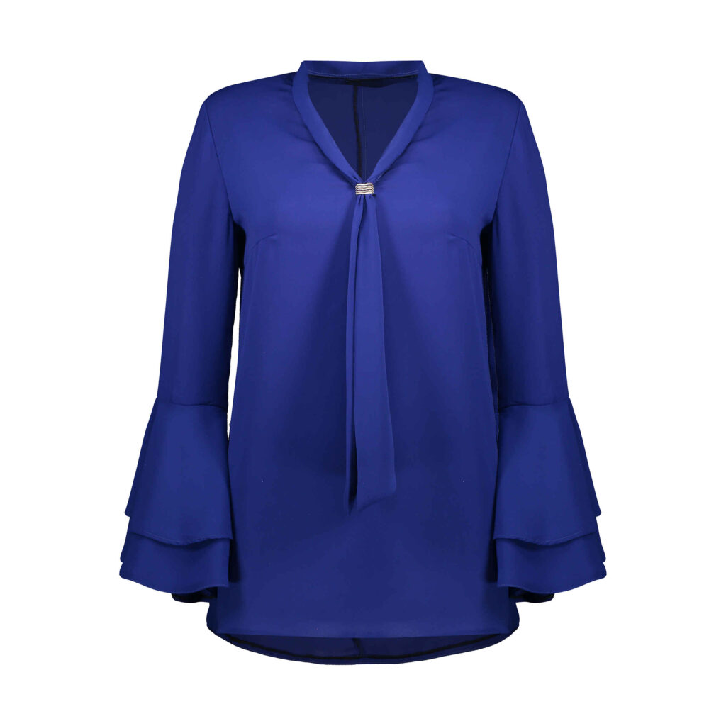 Blouse bleue à manches longues pour femmes pour port quotidien