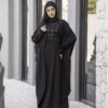 Abaya papillon coupe ample pour femmes musulmanes – Tissu crêpe noir