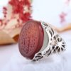Bague en argent Aqeeq yéménite islamique pour hommes - Man Yattaqillah