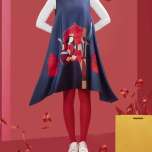 Robe ample bleu marine pour femmes modèle Snow White