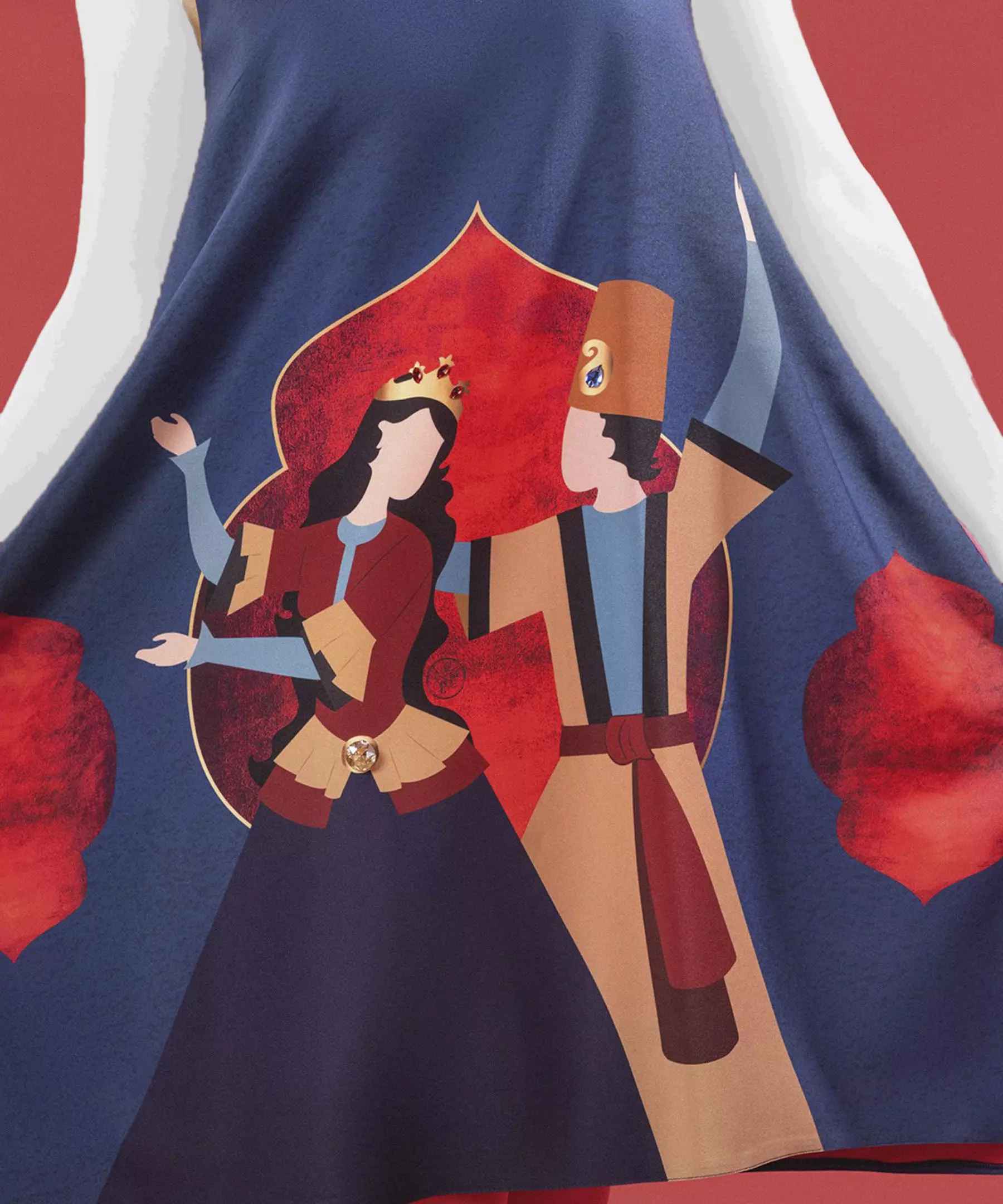 Robe ample bleu marine pour femmes, modèle Blanche-Neige