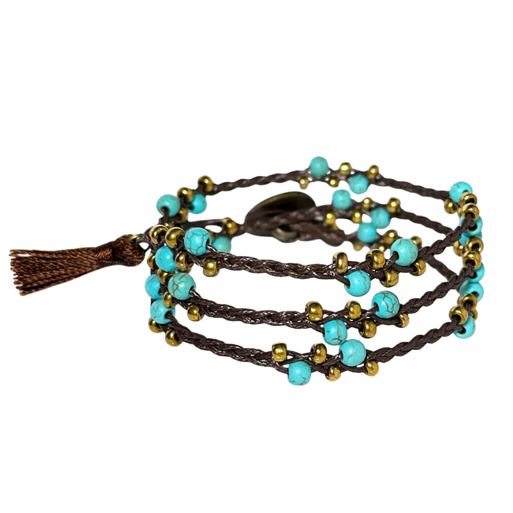 Bracelet Perlé pour Femme – Design Turquoise