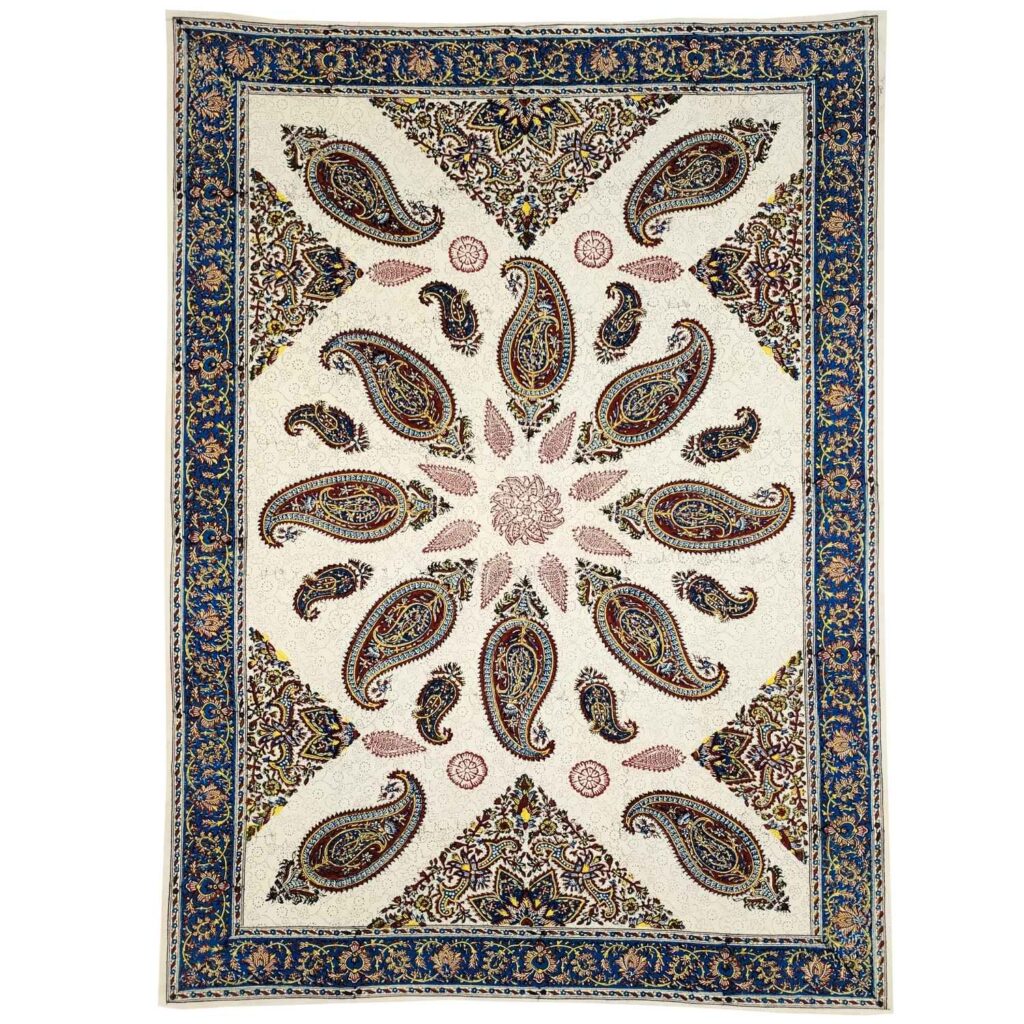Nappe en Bloc Imprimé Persan Kalamkari Traditionnel à Isfahan