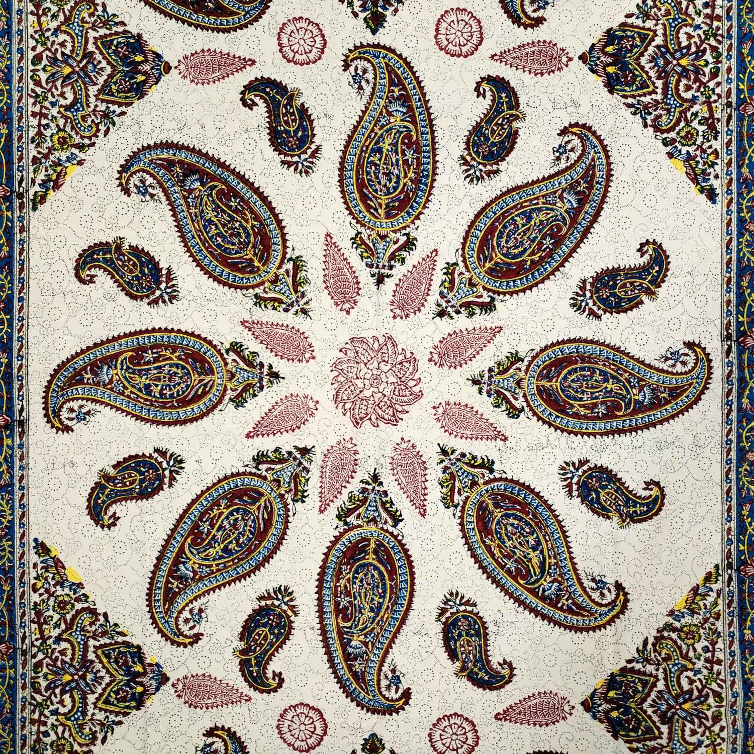 Nappe en Bloc Imprimé Persan Kalamkari Traditionnel à Isfahan