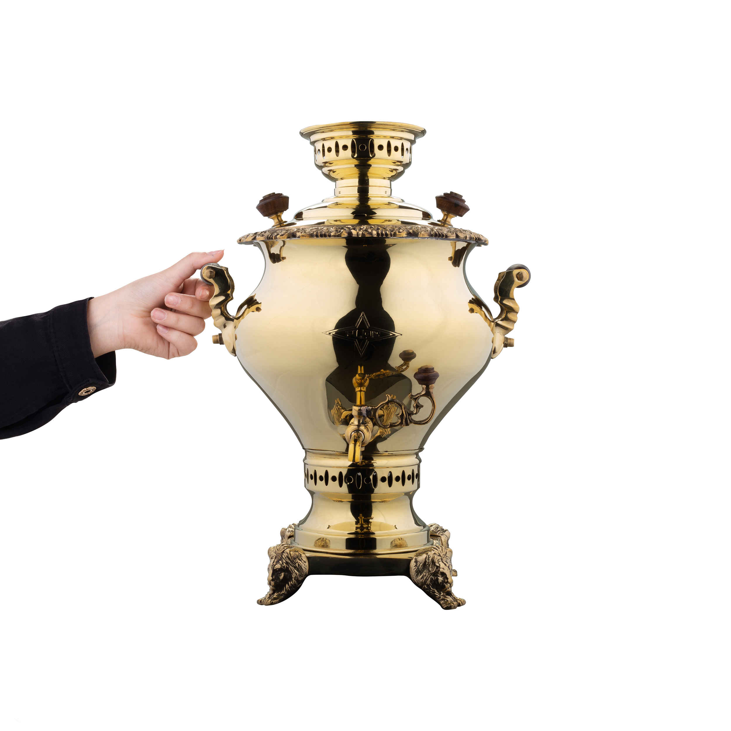 Samovar en laiton persan décoratif pour thé à charbon, 3,5 litres