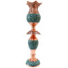 Bougeoir en cuivre persan fait à la main - Incrustation de turquoise (2x)