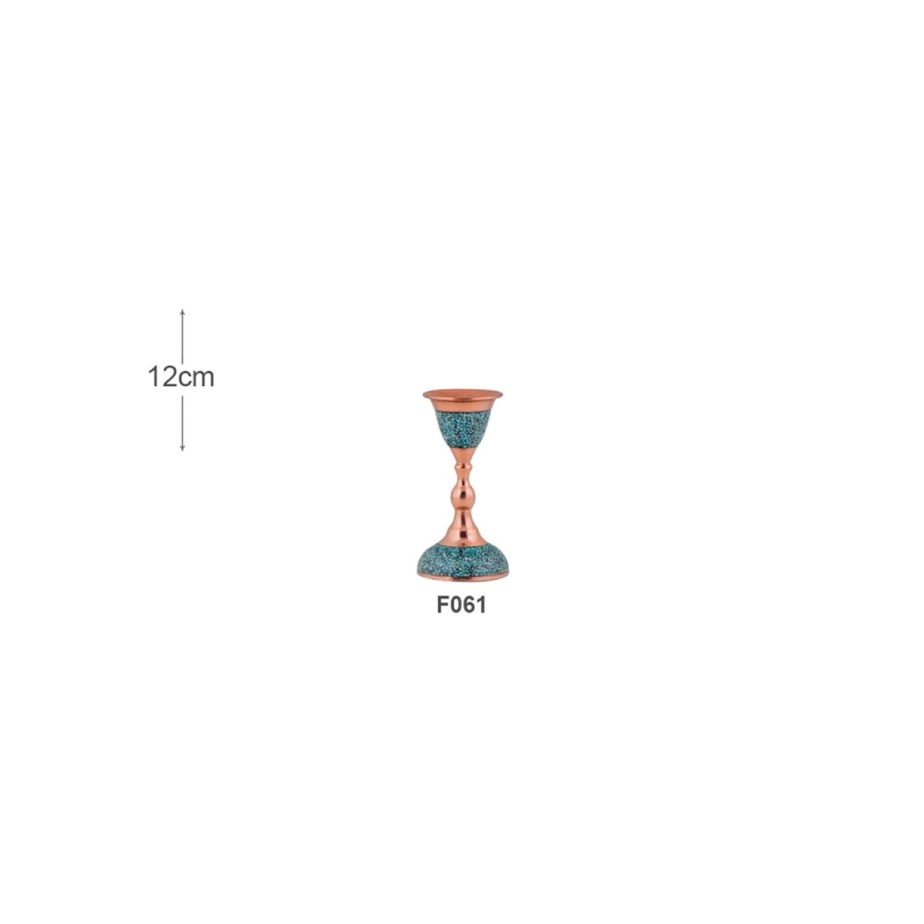 Bougeoir en cuivre persan fait à la main – Incrustation artistique de turquoise