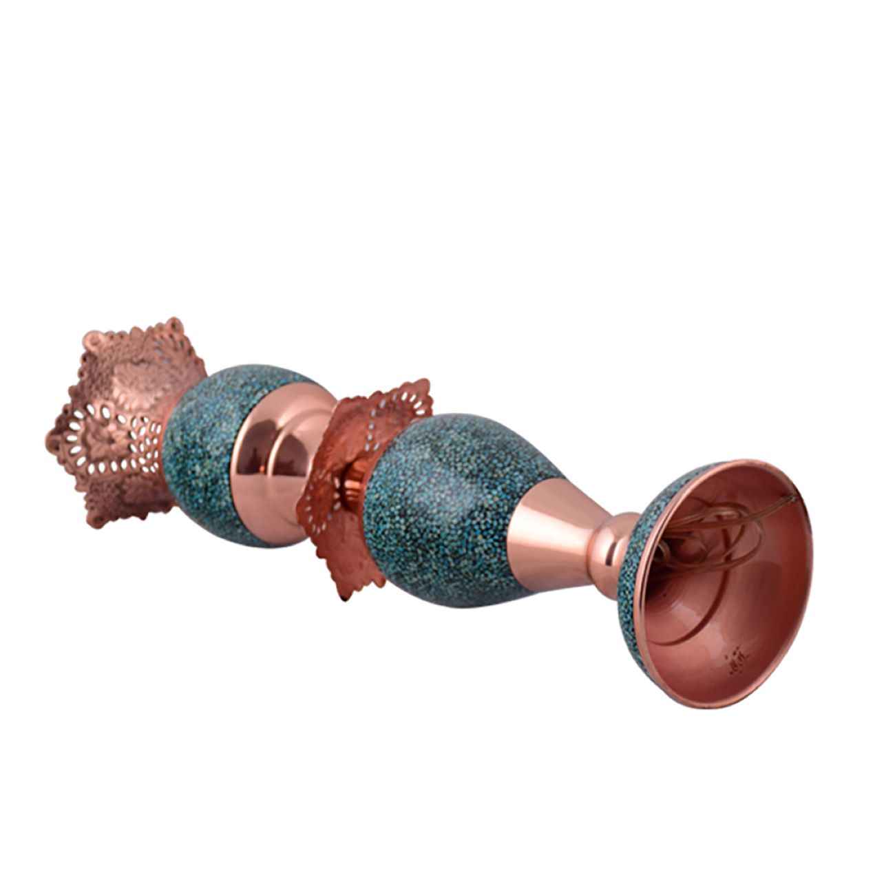 Bougeoir en cuivre persan fait à la main – Incrustation de turquoise