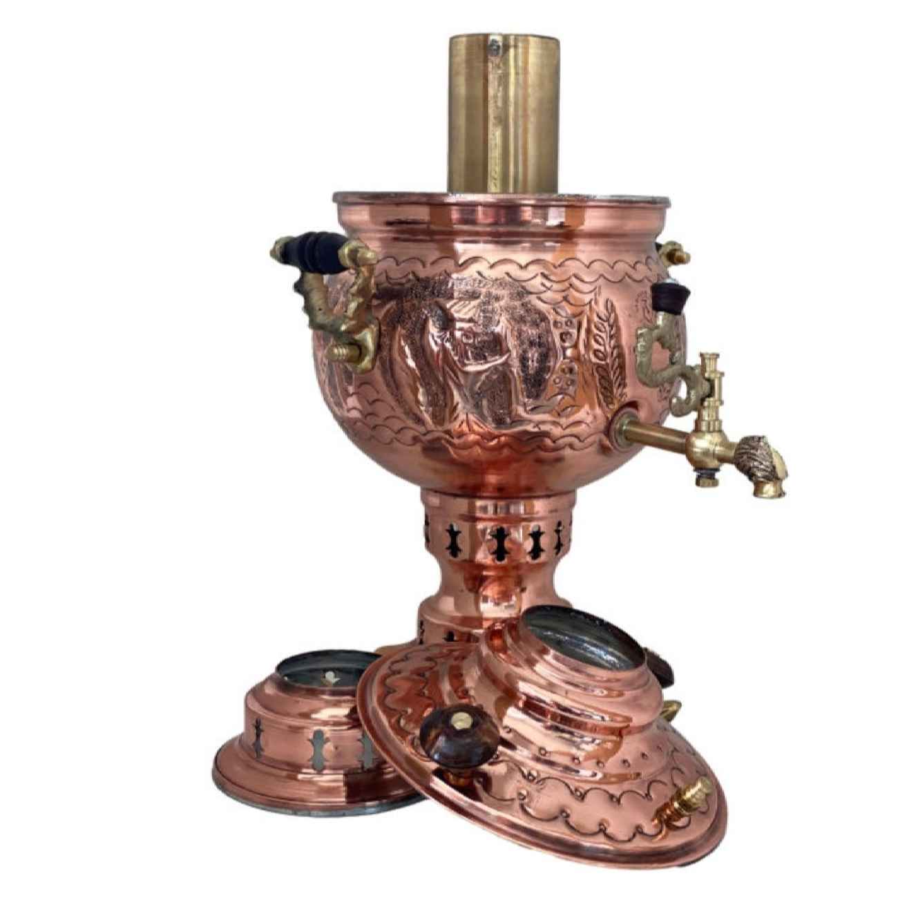 Samovar en cuivre persan décoratif pour thé à charbon, 3 litres