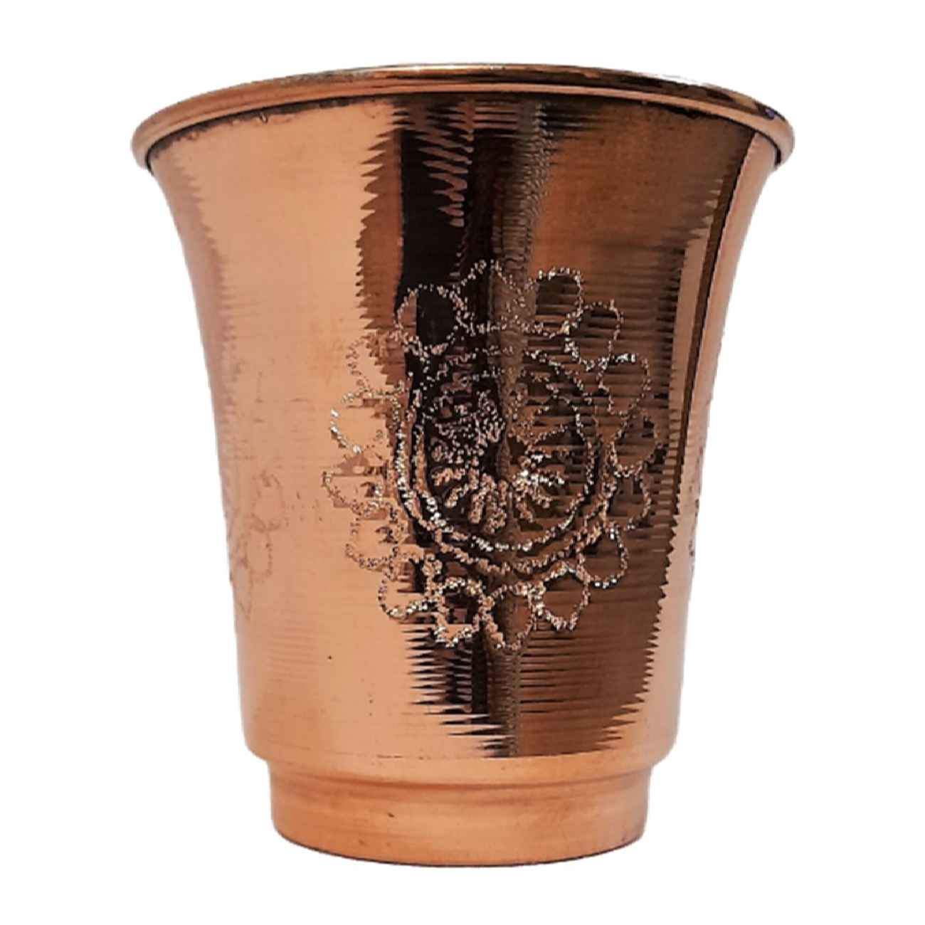 Tasse persane en cuivre – Fabriquée à la main avec anse pour boissons froides – Martelée Motif Floral