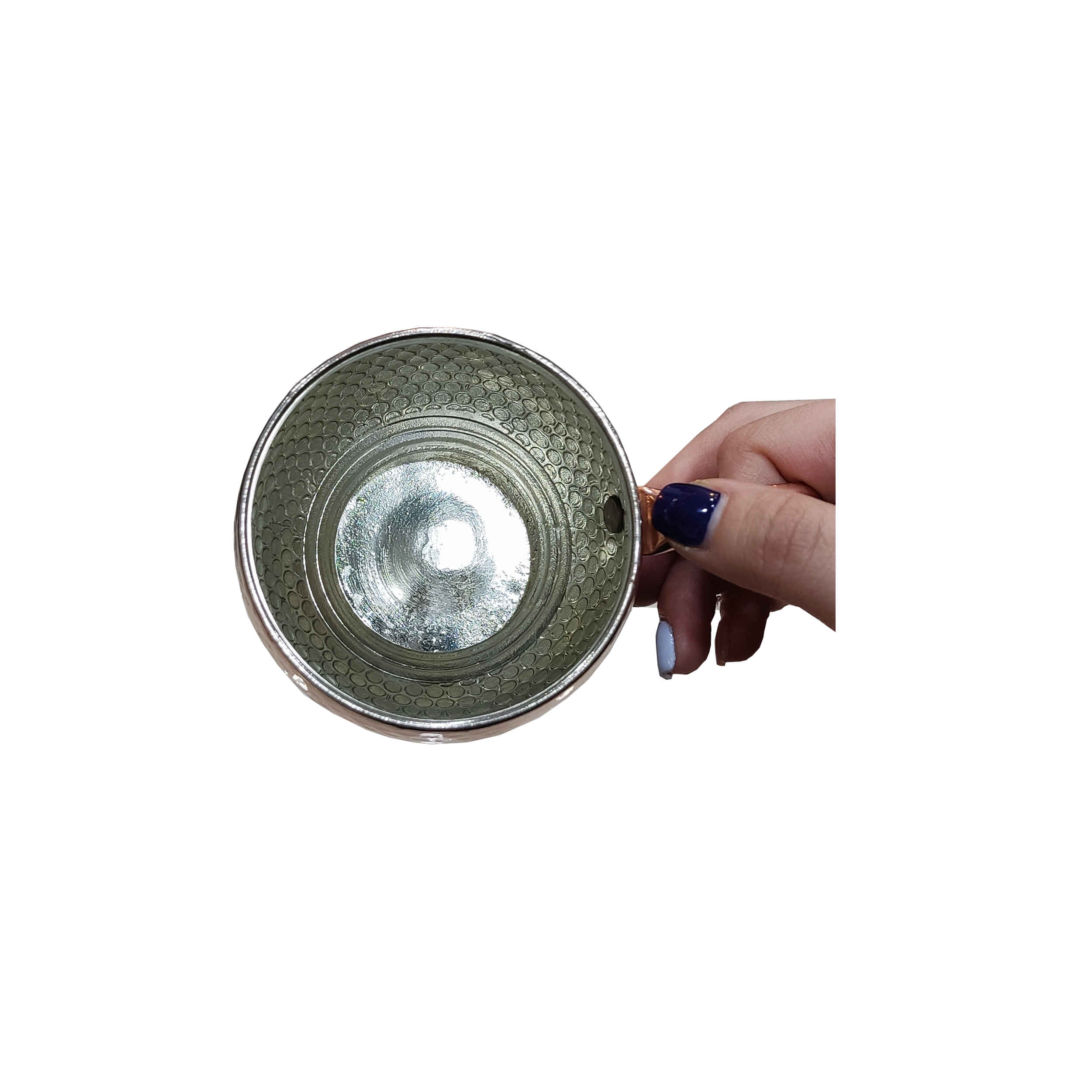 Tasse persane en cuivre – Fabriquée à la main avec anse pour boissons froides – Martelée Lida