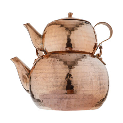 Théière Double en Cuivre Persan Martelée et Durable Behdad