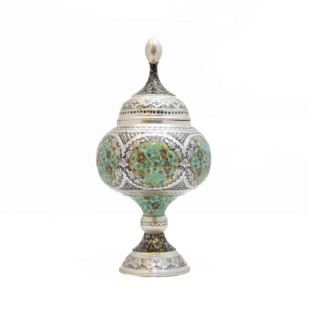 Sucrier persan artisanal en cuivre gravé Design Tezhip