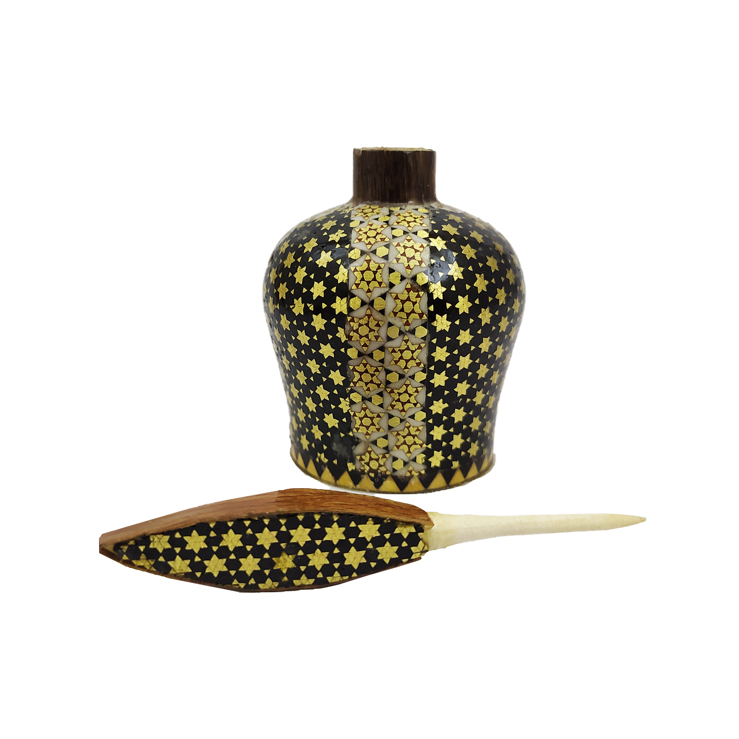 Contenant Persan Surma Dani en Bois pour Garder le Kohl Design Khatamkari