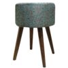 Pouf rond persan avec pieds en bois et tissu Termeh design Paisley