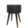 Pouf rond persan avec pieds en bois et tissu Termeh design Paisley