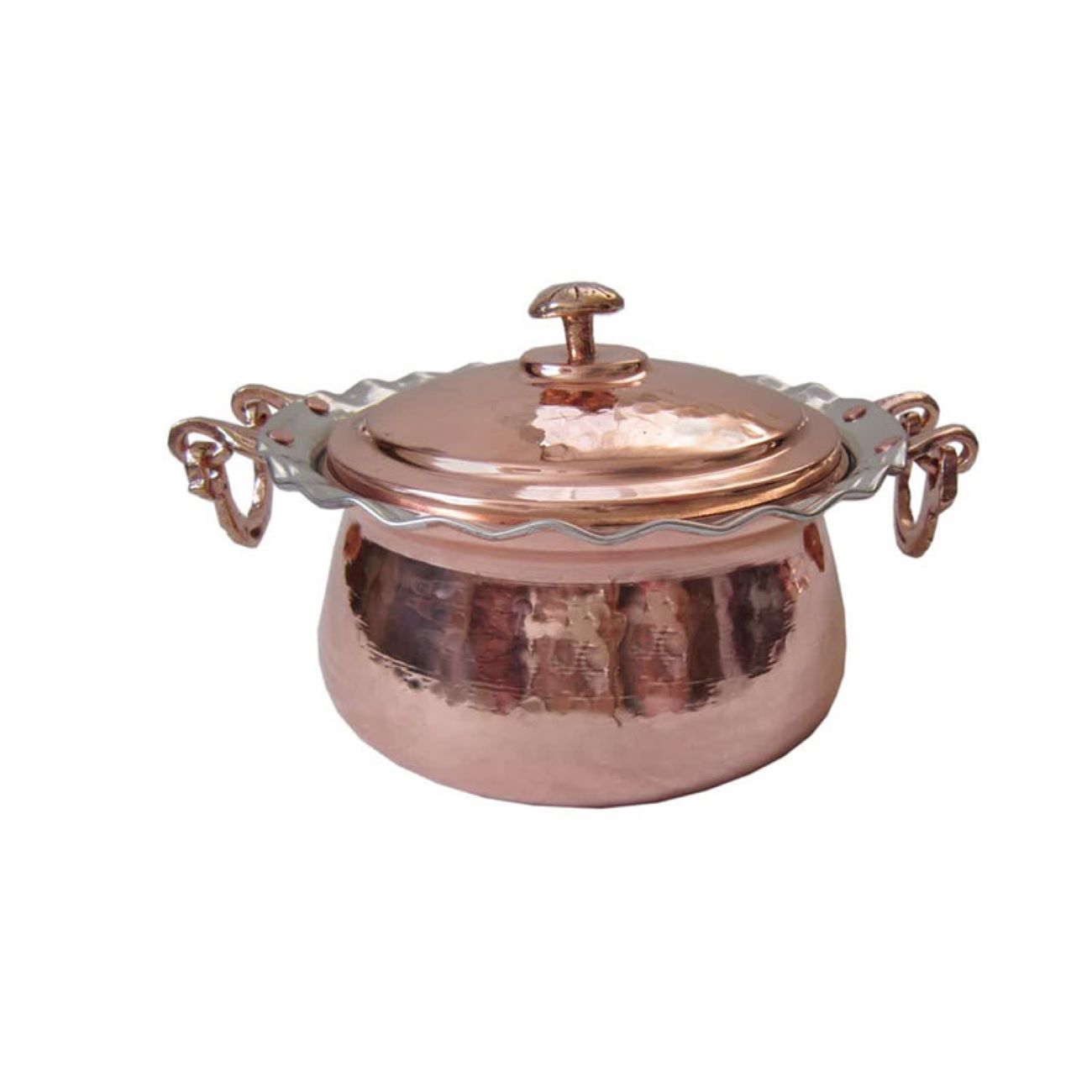 Marmite persane en cuivre - Style de cuisson traditionnel martelé Y576