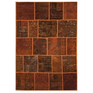 Tapis Persan Vintage Patchwork Noué à la Main Marron