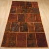 Tapis Persan Vintage Patchwork Noué à la Main Marron