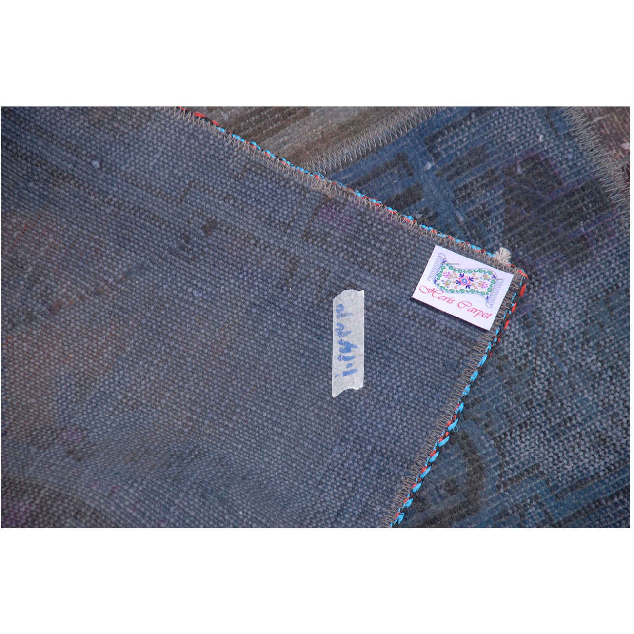 Tapis Persan Vintage Patchwork Noué à la Main Géométrique